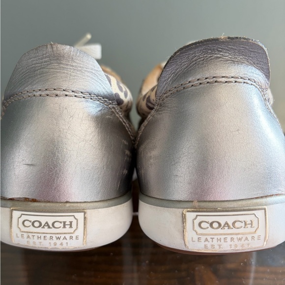 Coach Barrett Signature Silver Grey Leopard Ocelot Print Women's Sneakers 6.5 - Picture 14 of 15